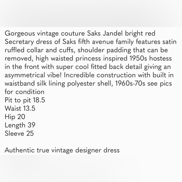 Vintage Saks Jandel red ruffle Secretary dress - Picture 16 of 16